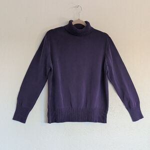 Preston & York Purple Knit Turtleneck Sweater 75% Silk 25% Nylon Classic Preppy
